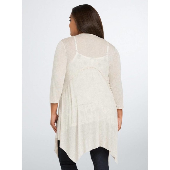 Torrid Sharkbite Duster Open Front Drape Cardigan Beige Plus Size 3 3X H14635 - Picture 7 of 12